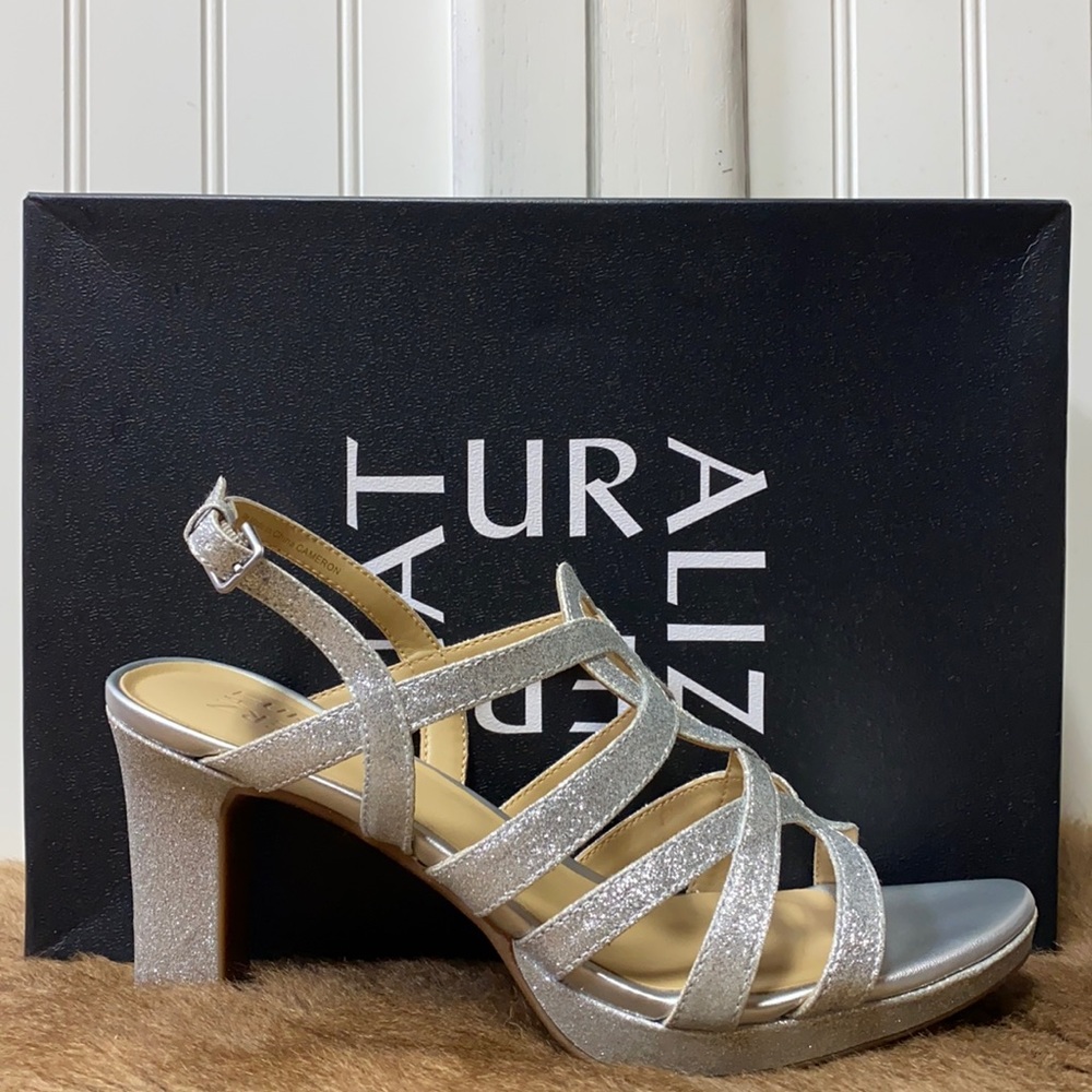 Naturalizer Silver Strappy Heels
